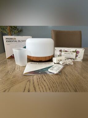 ASAKUKI 500ML Essential Oil Diffuser + Oil Set w/ Remote LED Humidifier